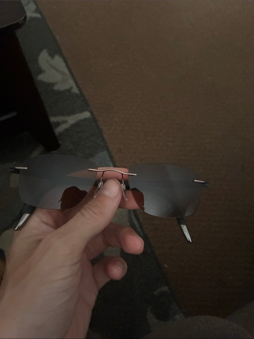 Silouhette  titanium frame Rimless Sunglasses with brown lenses vintage